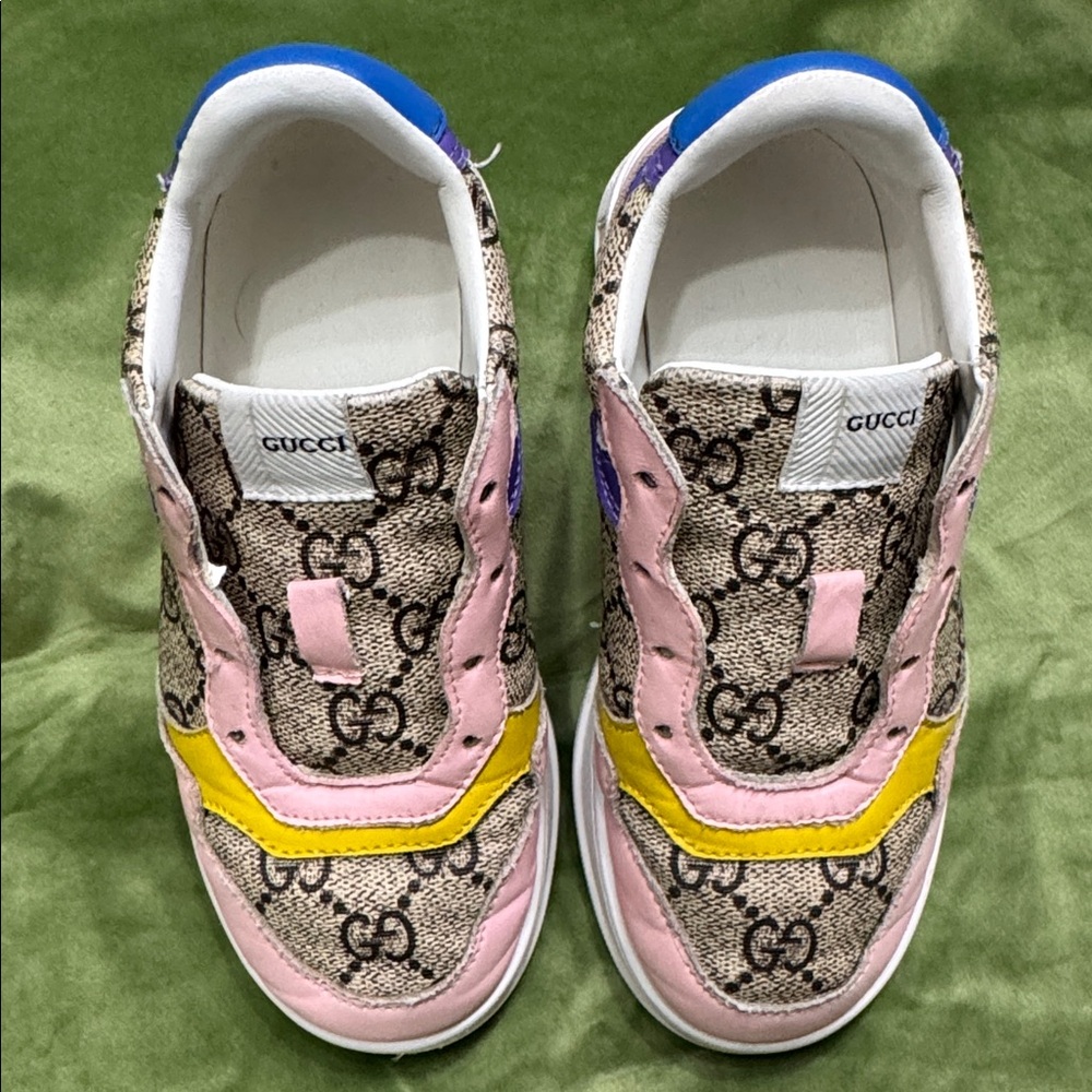 Gucci Pink and Yellow Patterned Sneakers